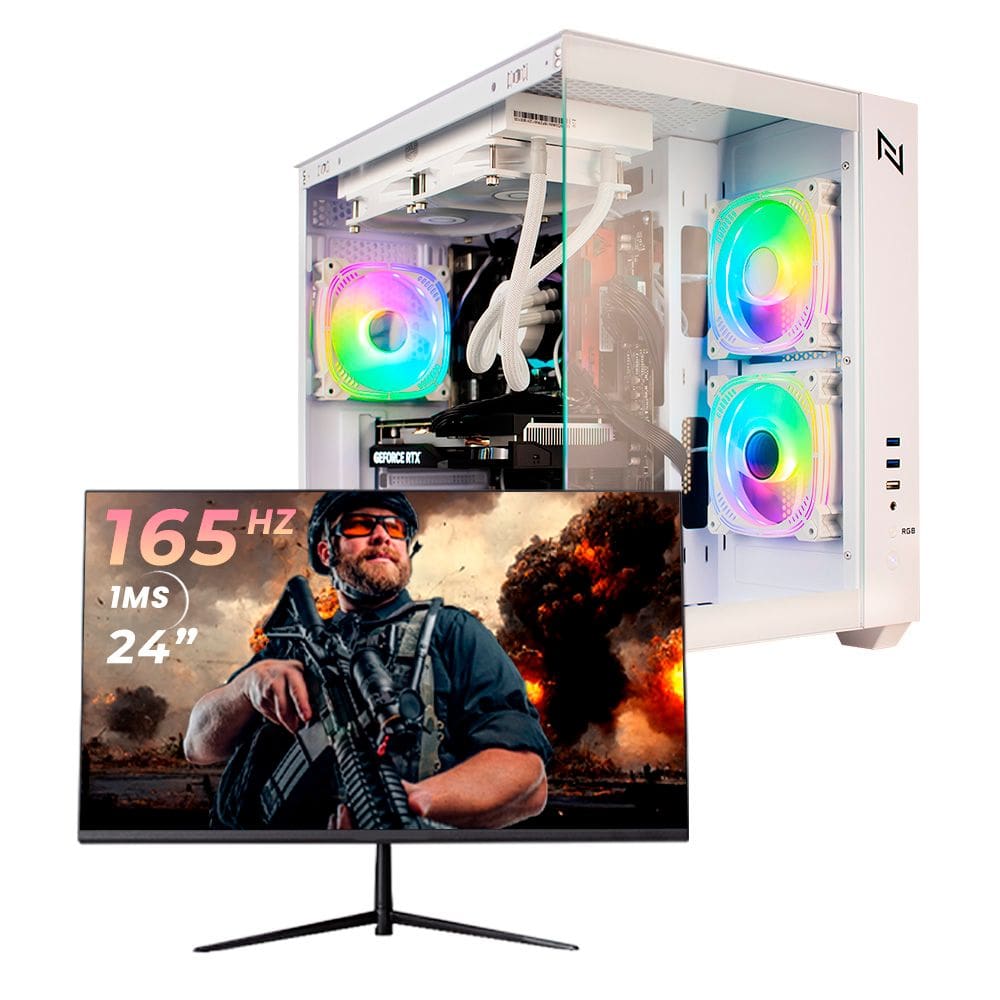 Pc Gamer Completo Black Myth High Ryzen 7 5700G, 16GB 3200Mhz, (RTX 4060), SSD 480GB M.2, 600W 80 Plus, Monitor 24 165Hz, Neologic - NLI87929