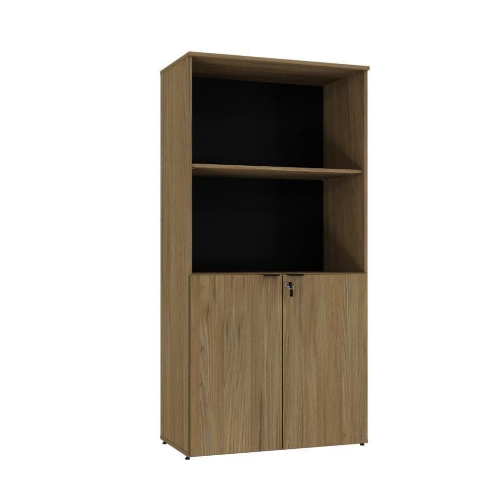 Armário Alto Estante Com 02 Portas 161,5x80x42cm Wlae80 Vermont Oak - Preto