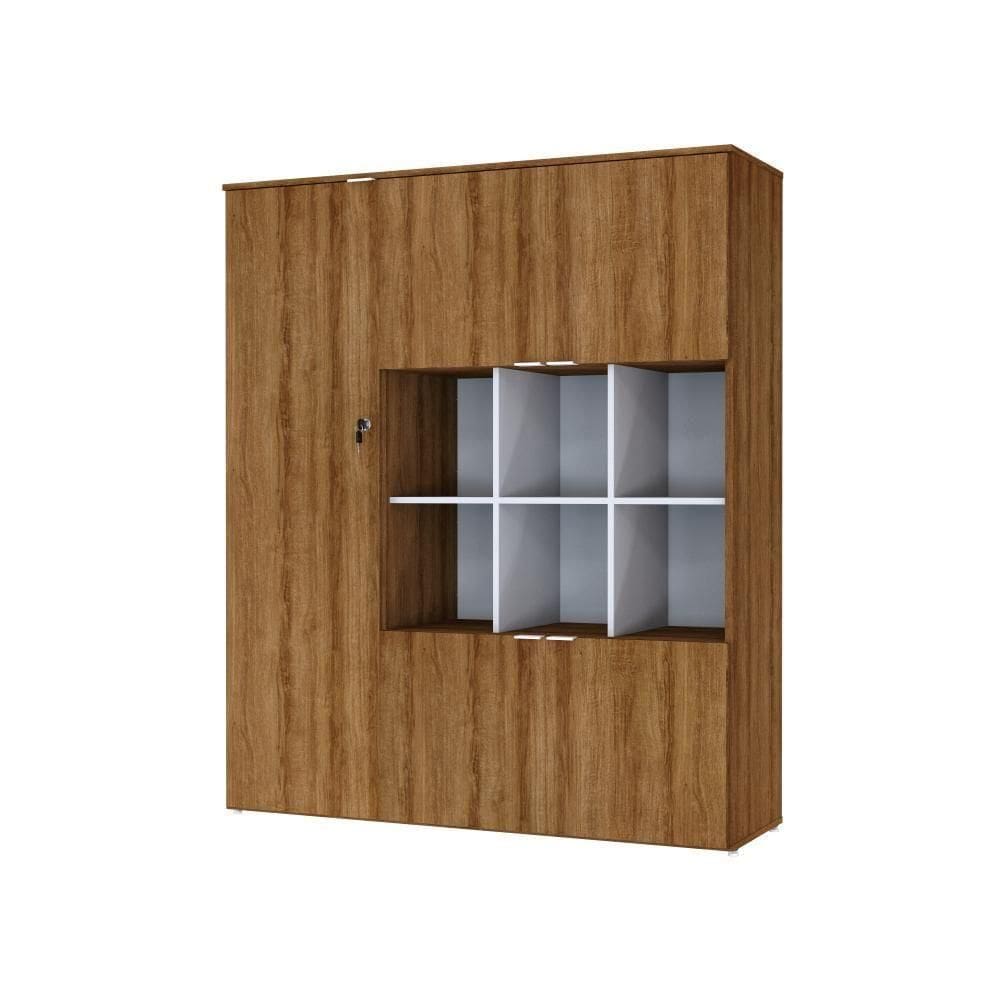 Armário Alto Com nichos E 05 Portas 161,5x135x42cm Wlan135 Lâmina Mel - Branco