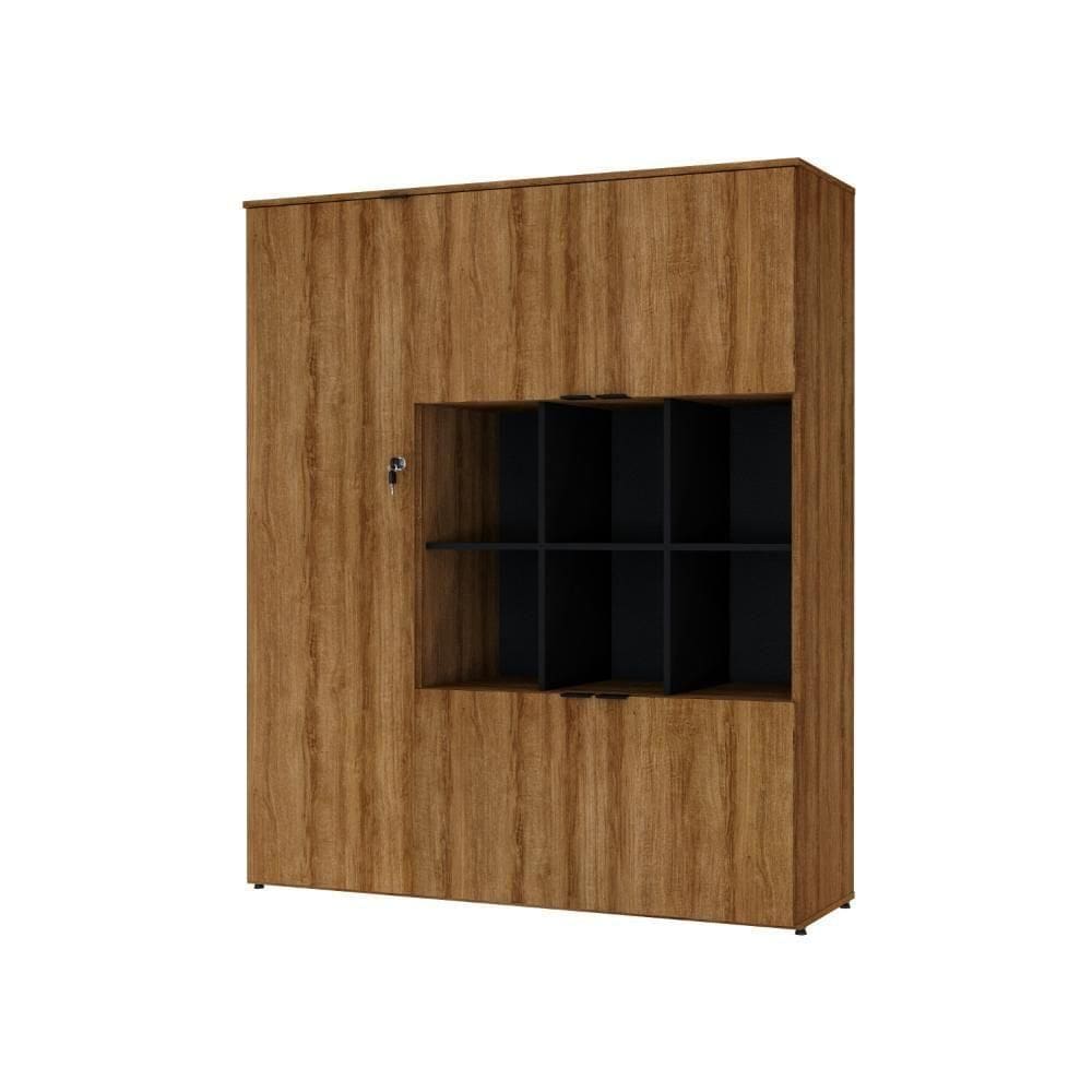 Armário Alto Com nichos E 05 Portas 161,5x135x42cm Wlan135 Lâmina Mel - Preto