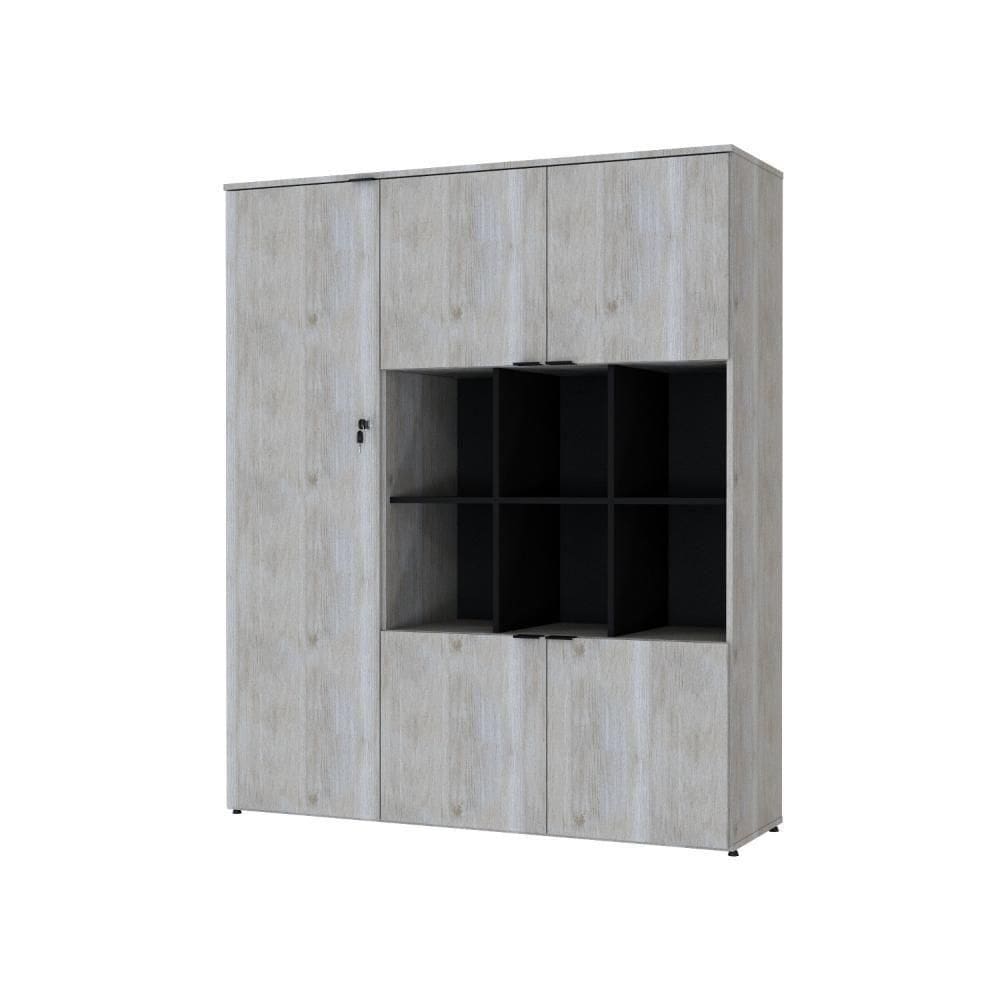 Armário Alto Com nichos E 05 Portas 161,5x135x42cm Wlan135 Snow - Preto