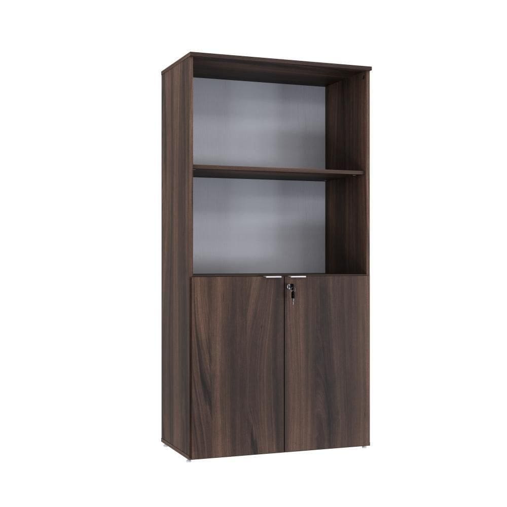 Armário Alto Estante Com 02 Portas 161,5x80x42cm Wlae80 Nogal - Branco