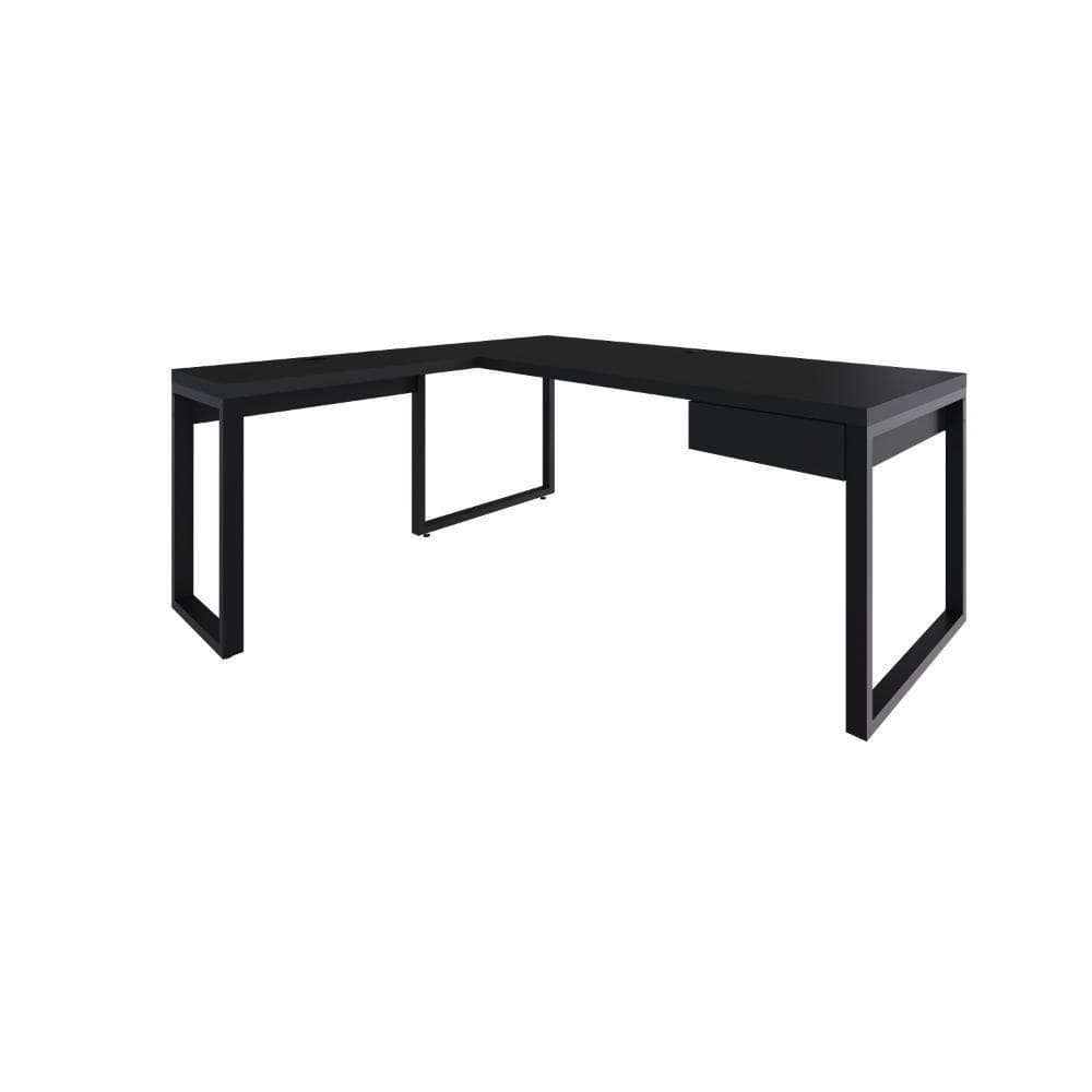 Mesa Em L Presidente C-01 Gav. 190x160x75cm Yon Preto Preto