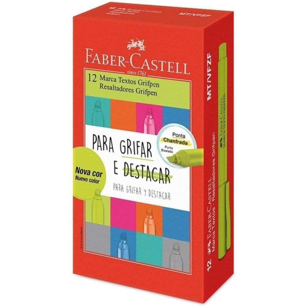 Caneta Marca Texto Grifpen Verde Folha Faber-Castell Cx.C/12