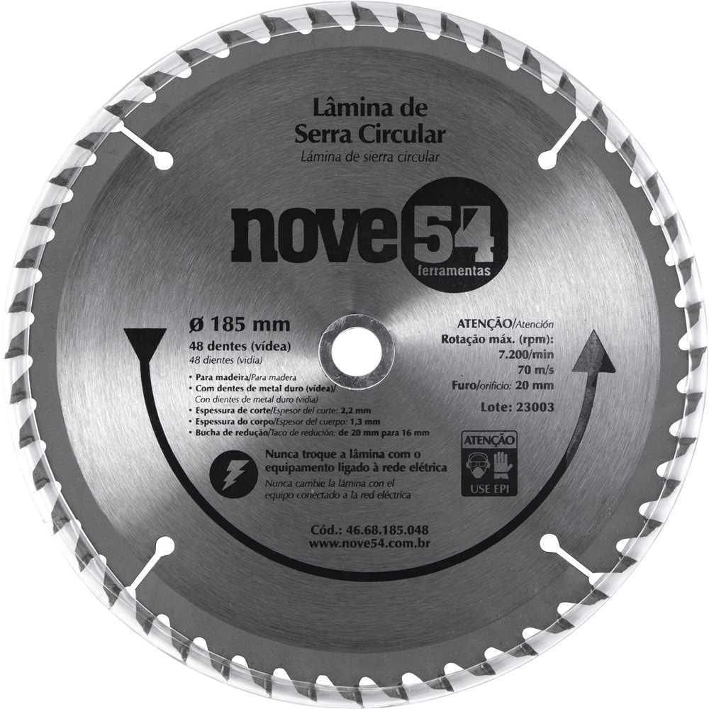 Lâmina De Serra Circular Vídea 185Mm 48 Dentes Nove54