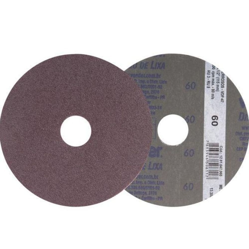 Disco De Lixa 4.1/2 Grão 60 Vdf-47 - Vonder