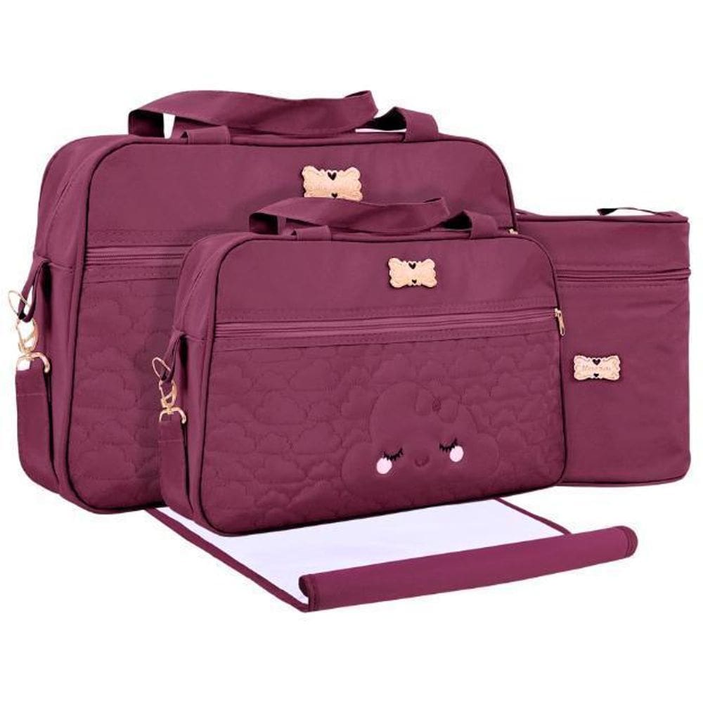 Kit Bolsas Maternidade Mave Baby Luna Soft Vinho