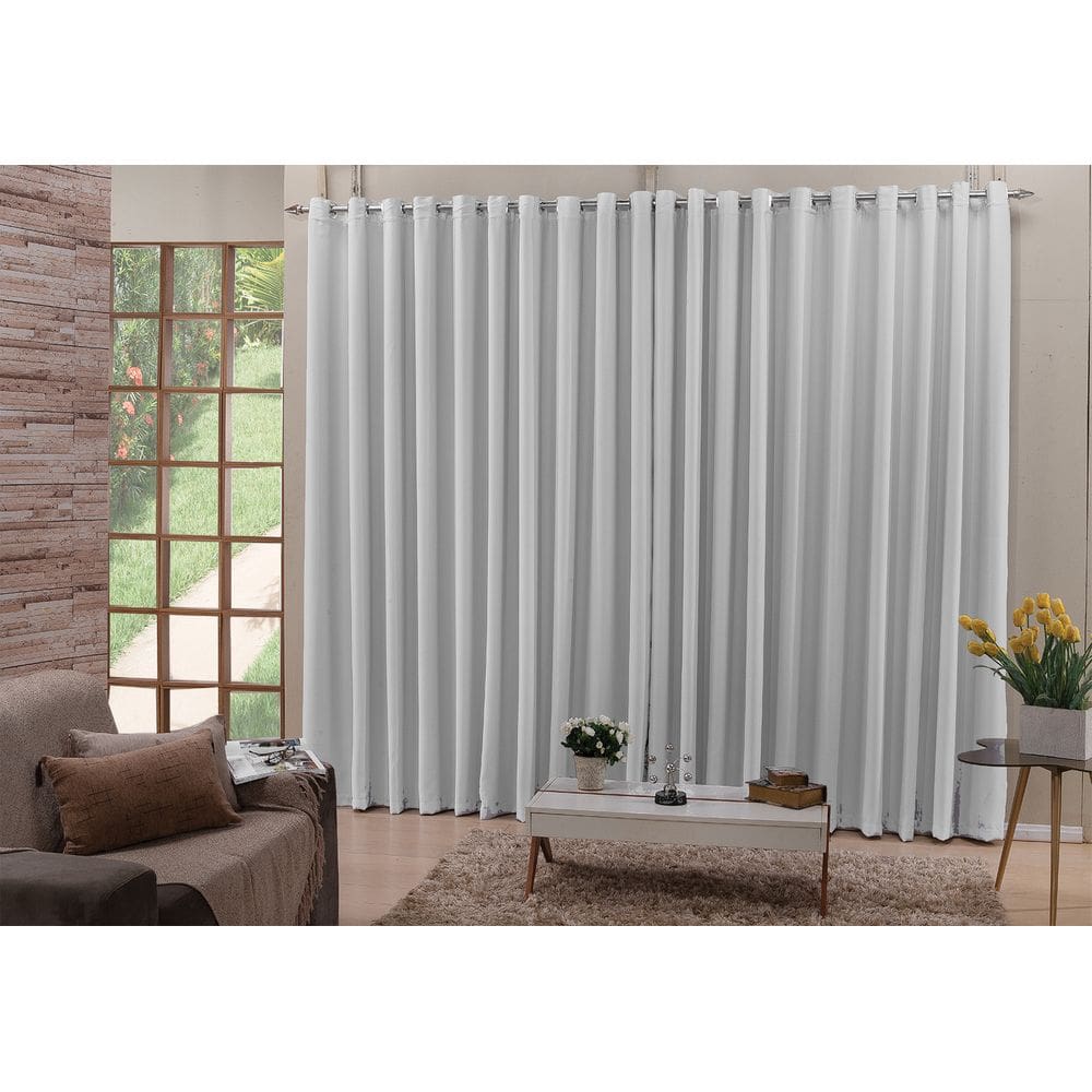 Cortina Blackout Tecido Branca Gelo 3,00x2,50 Ilhós Cromado