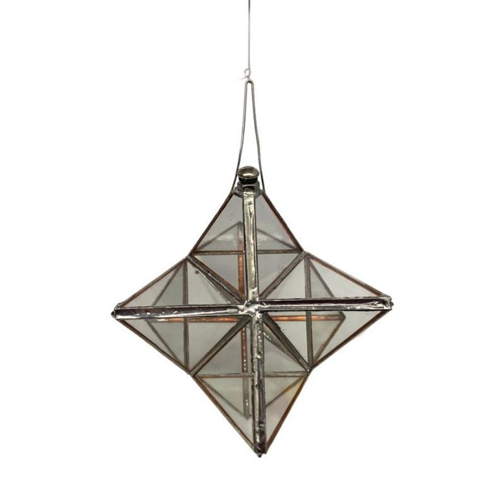 Prisma Dagua Feng Shui Estrela Merkaba 15 Cm Vidro E Metal