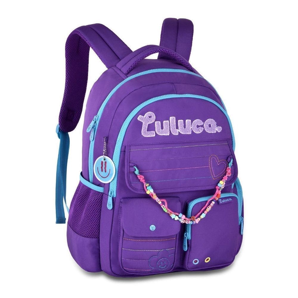 Mochila Costas Luluca Meninas Panda Juvenil Escolar Roxo