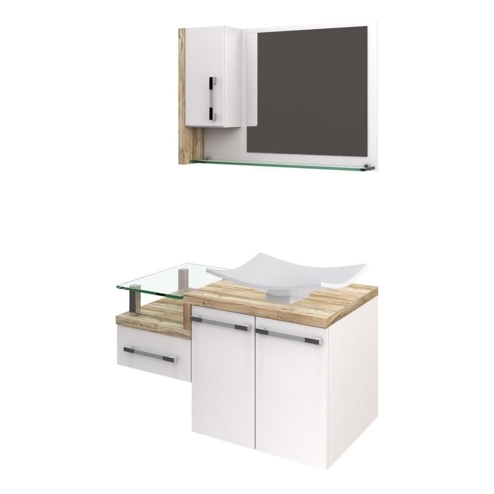 Conjunto Balcão C-cuba F44 E Espelheira Legno 830 Branco Chess C-branco Chess Branco Chess C-carvalho