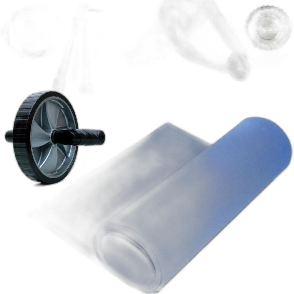 Kit Funcional Colchonete Azul + Roda + Corda De Cross Fit