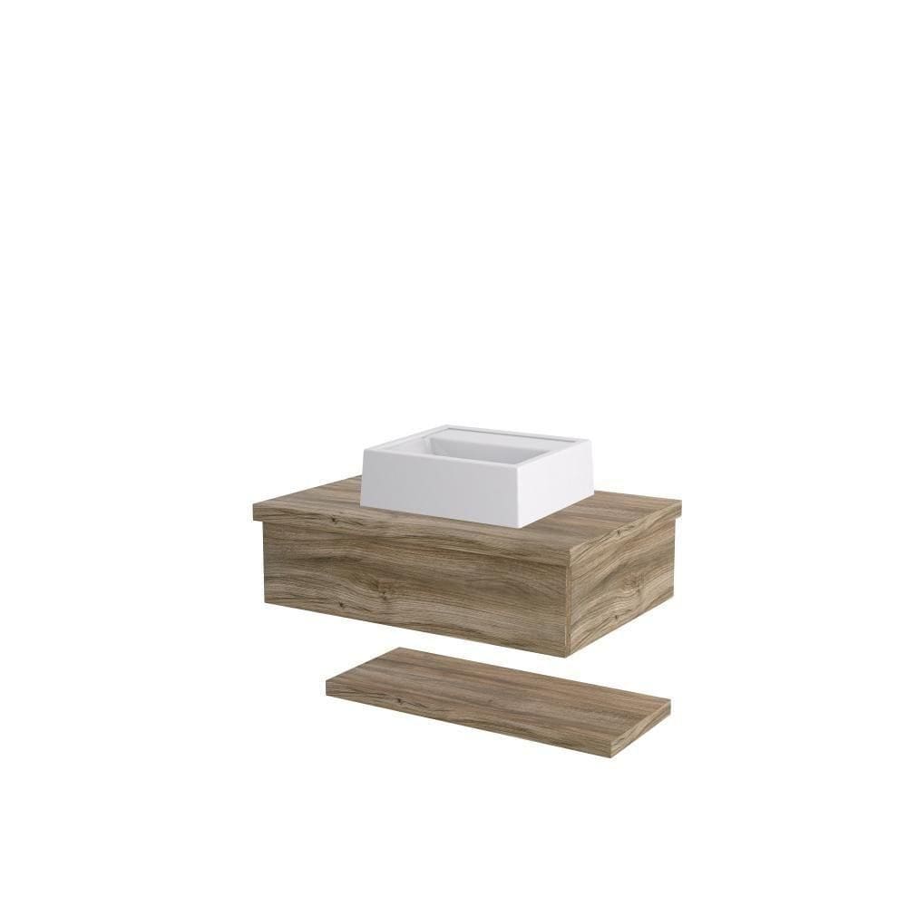 Conjunto Bancada C-cuba Q32 E Prateleira Metrópole 605 Branco Chess Carvalho