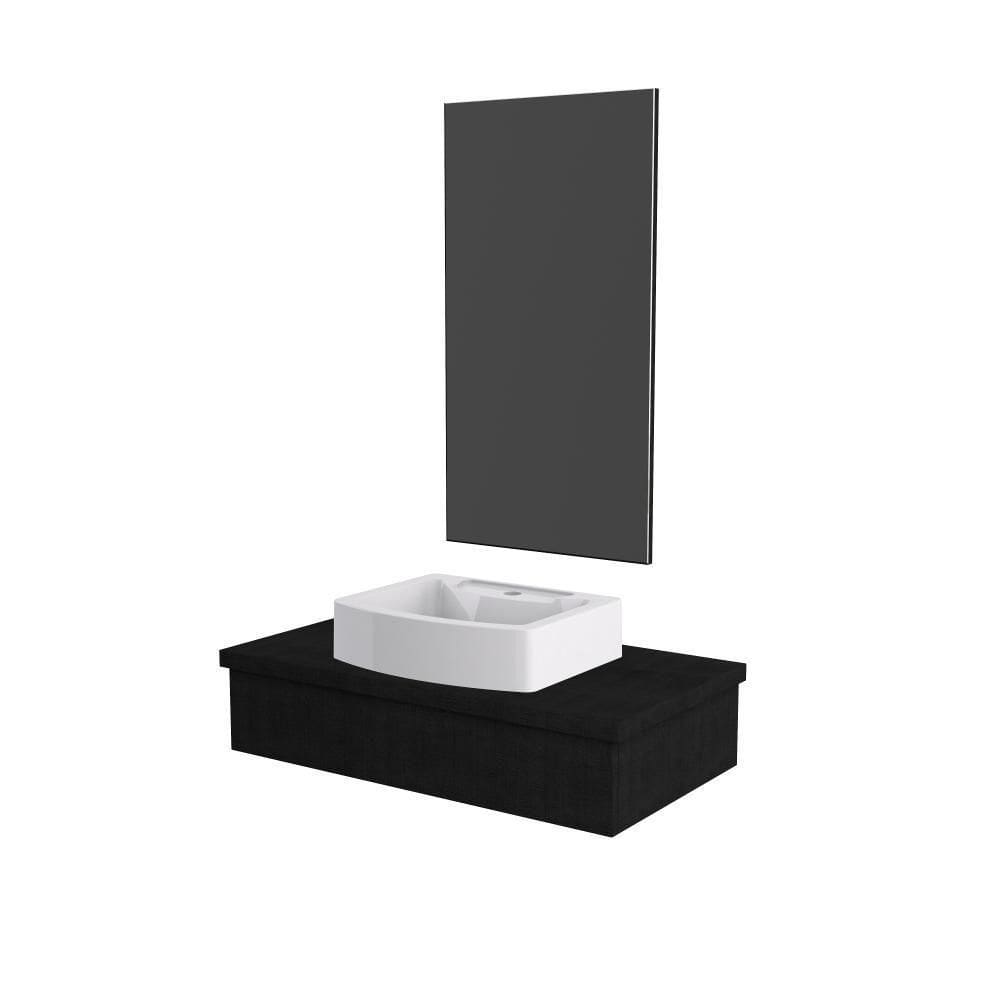 Conjunto Bancada C-cuba Aria 41 E Espelheira Metrópole 801 Nogal Preto ônix