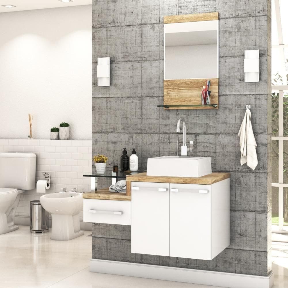 Conjunto Balcão C-cuba Q32 E Espelheira Legno 831 Branco Chess C-branco Chess Branco Chess C-carvalho