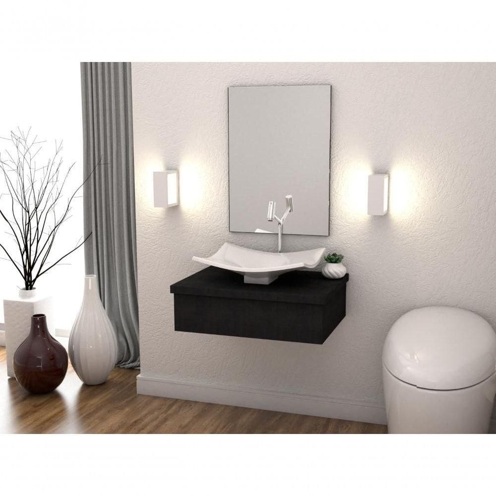 Conjunto Bancada C-cuba F44 E Espelheira Metrópole 601 Nogal Preto ônix