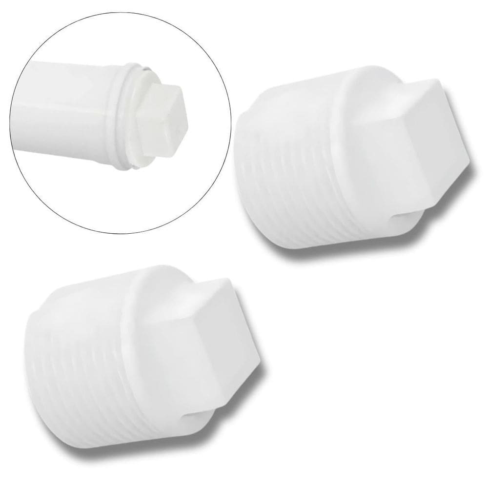Plug Tampão 1/2 Polegada Roscável Em Pvc Branco 02 Un