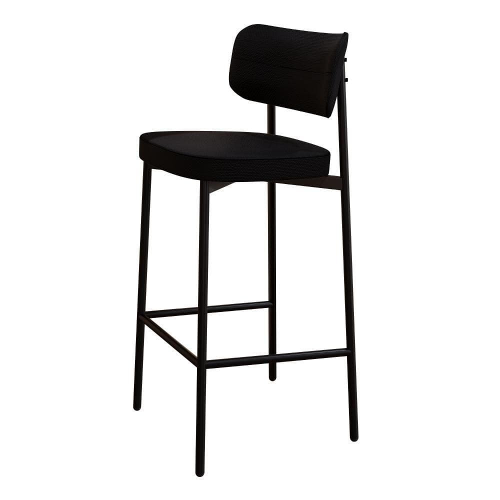 Banqueta Alloa Fixa Pés 50 X 44,7 X 103,5 Mm C/ Pés Pretos - Corriente Preto - Preto Fosco Epoxi Corriente Preto