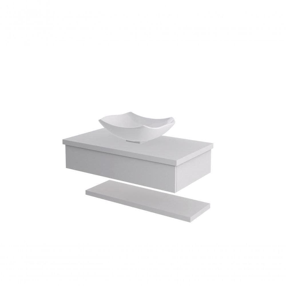 Conjunto Bancada C-cuba L42 E Prateleira Metrópole 805 Perffect Acetinado Branco Chess