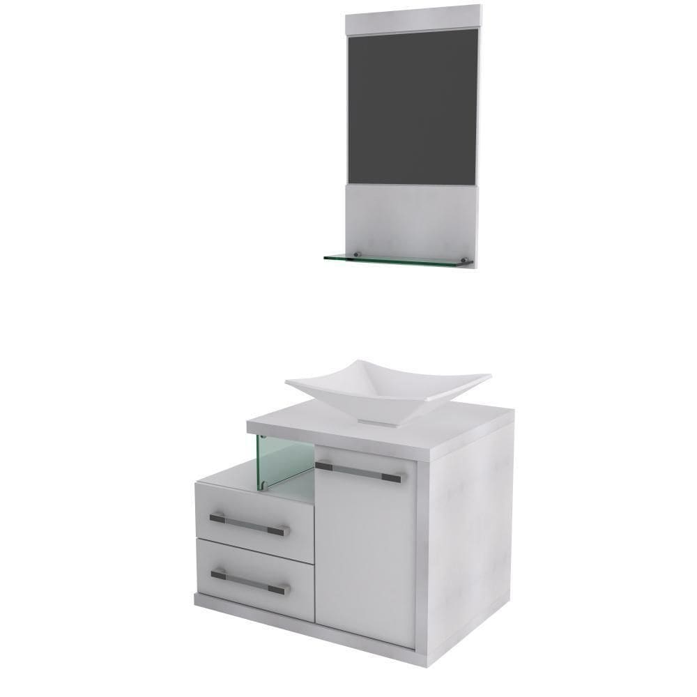 Conjunto Balcão C-cuba L38 E Espelheira Legno 651 Perffect Acetinado Branco Chess C-branco Chess