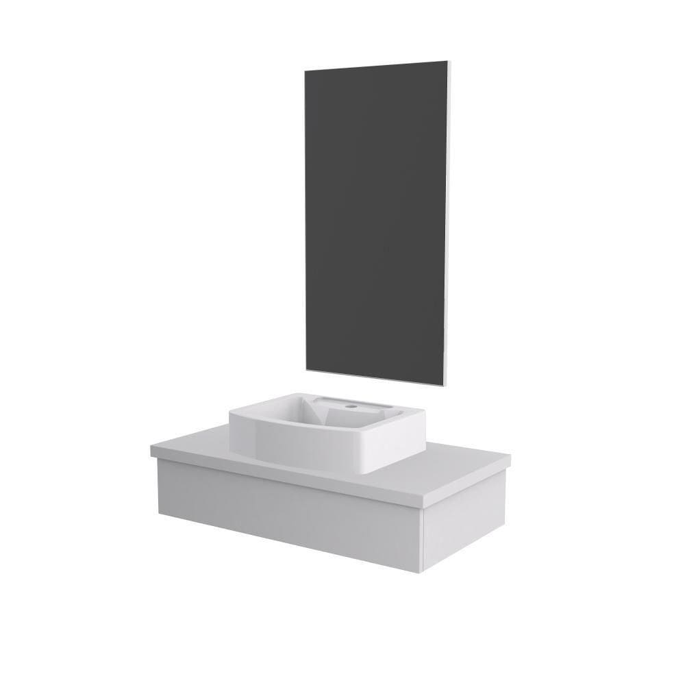 Conjunto Bancada C-cuba Aria 41 E Espelheira Metrópole 801 Perffect Acetinado Branco Chess