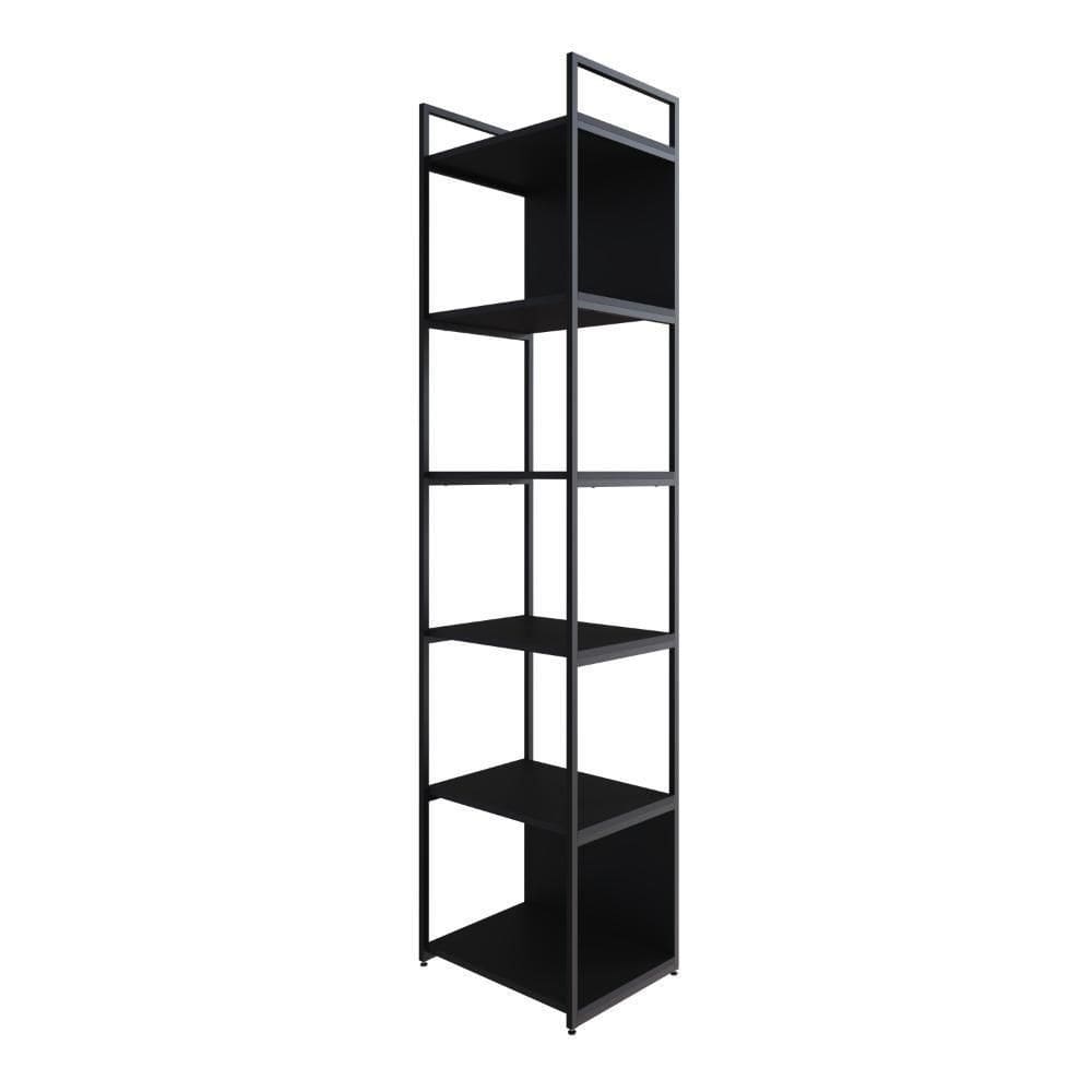 Estante Alta C/06 Prateleiras 185x45x33cm C/fundo Yon Preto Tx/ Preto Tx/