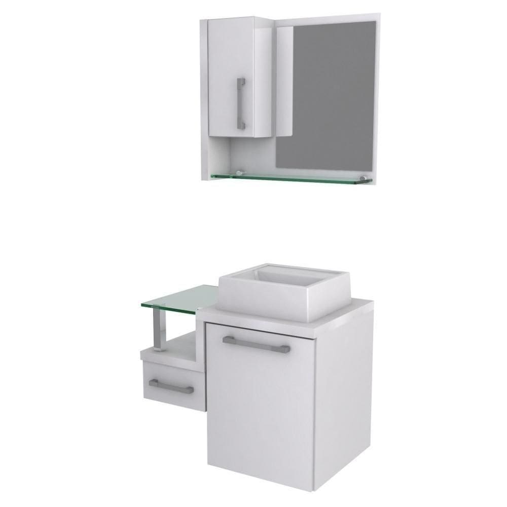 Conjunto Balcão C-cuba Q32 E Espelheira Legno 630 Perffect Acetinado Branco Chess C-branco Chess