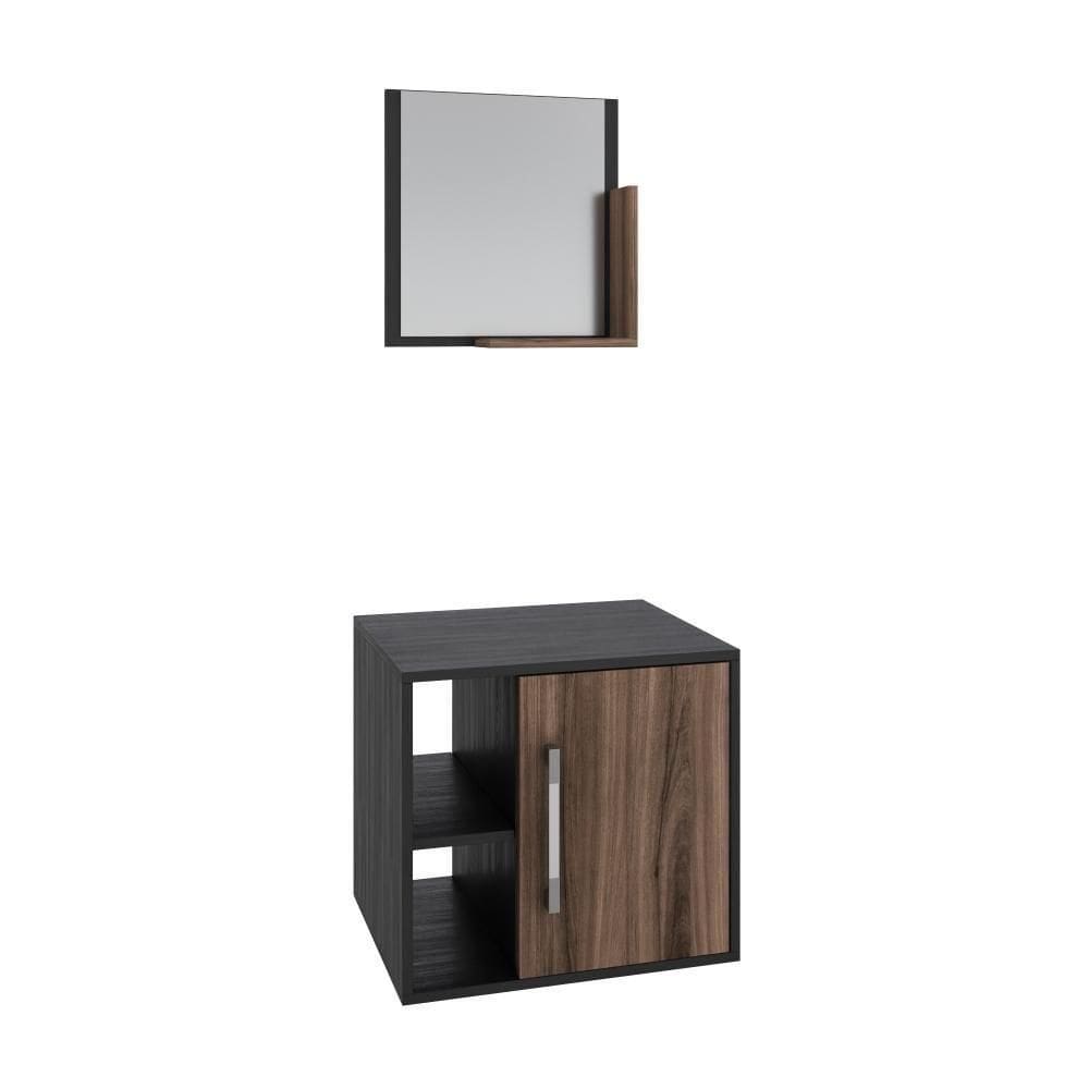 Conjunto Balcão E Espelheira Soft 500 Perffect Acetinado Preto ônix C-nogal