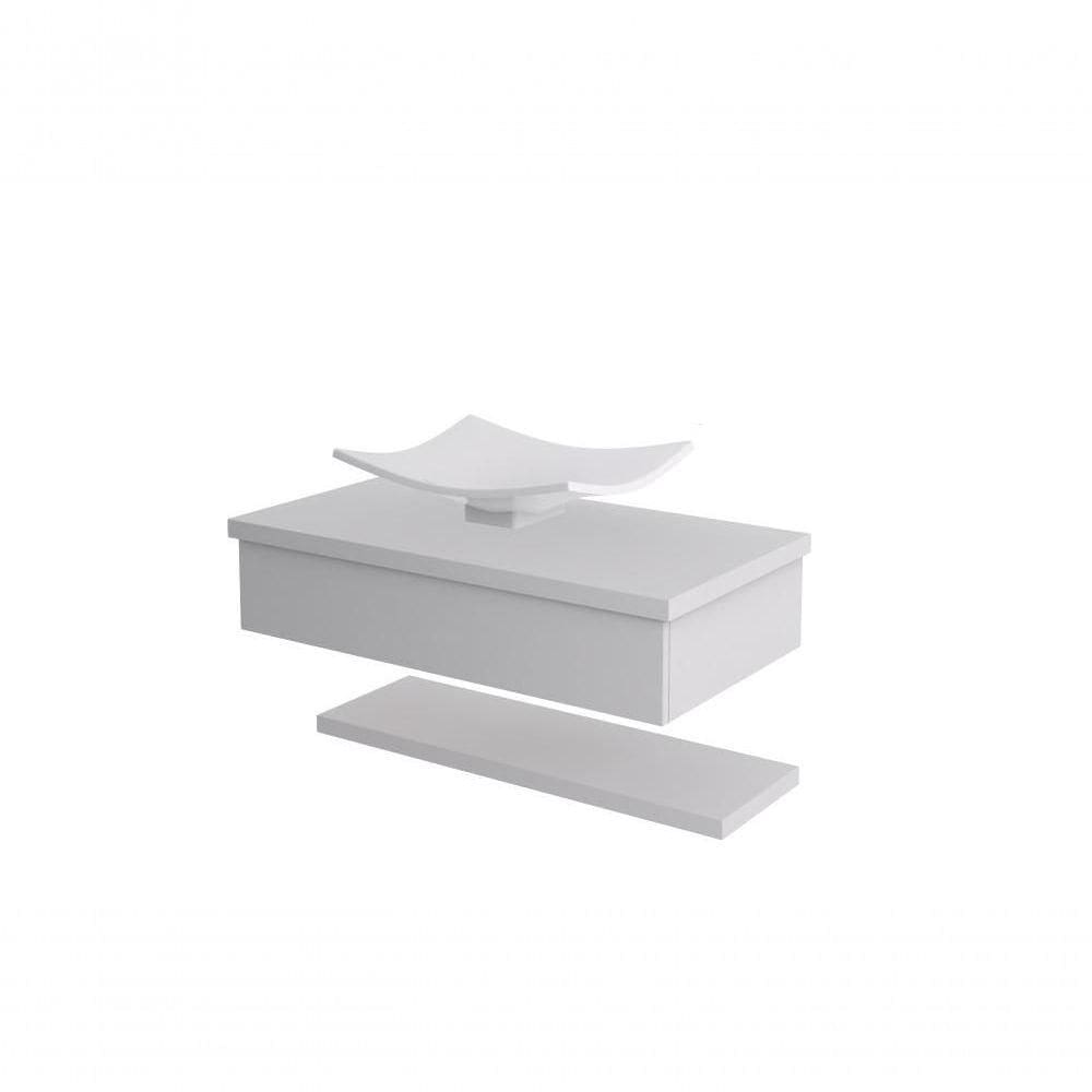 Conjunto Bancada C-cuba F44 E Prateleira Metrópole 805 Perffect Acetinado Branco Chess