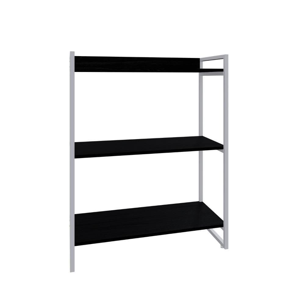 Estante Kuadra 80x40x104cm C/03 Prateleiras Preto ônix / Preto ônix /