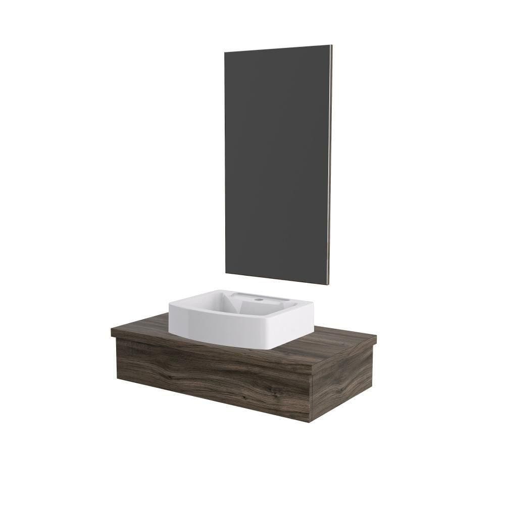 Conjunto Bancada C-cuba Aria 41 E Espelheira Metrópole 801 Carvalho Carvalho Dark