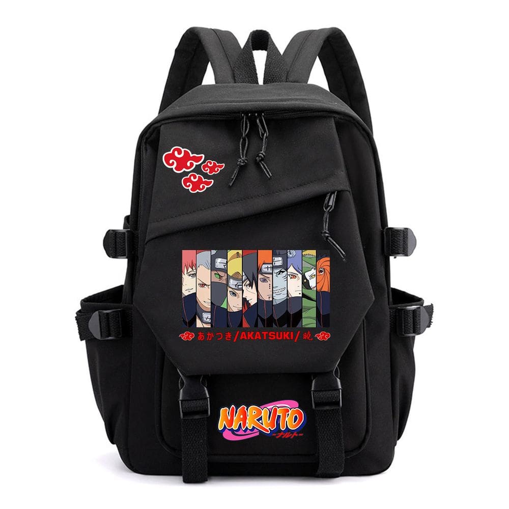 Mochila Sanmu Naruto Akatsuki com impressão digital em couro PU
