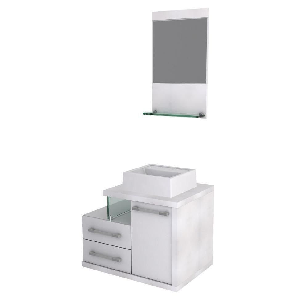 Conjunto Balcão C-cuba Q32 E Espelheira Legno 651 Perffect Acetinado Branco Chess C-branco Chess