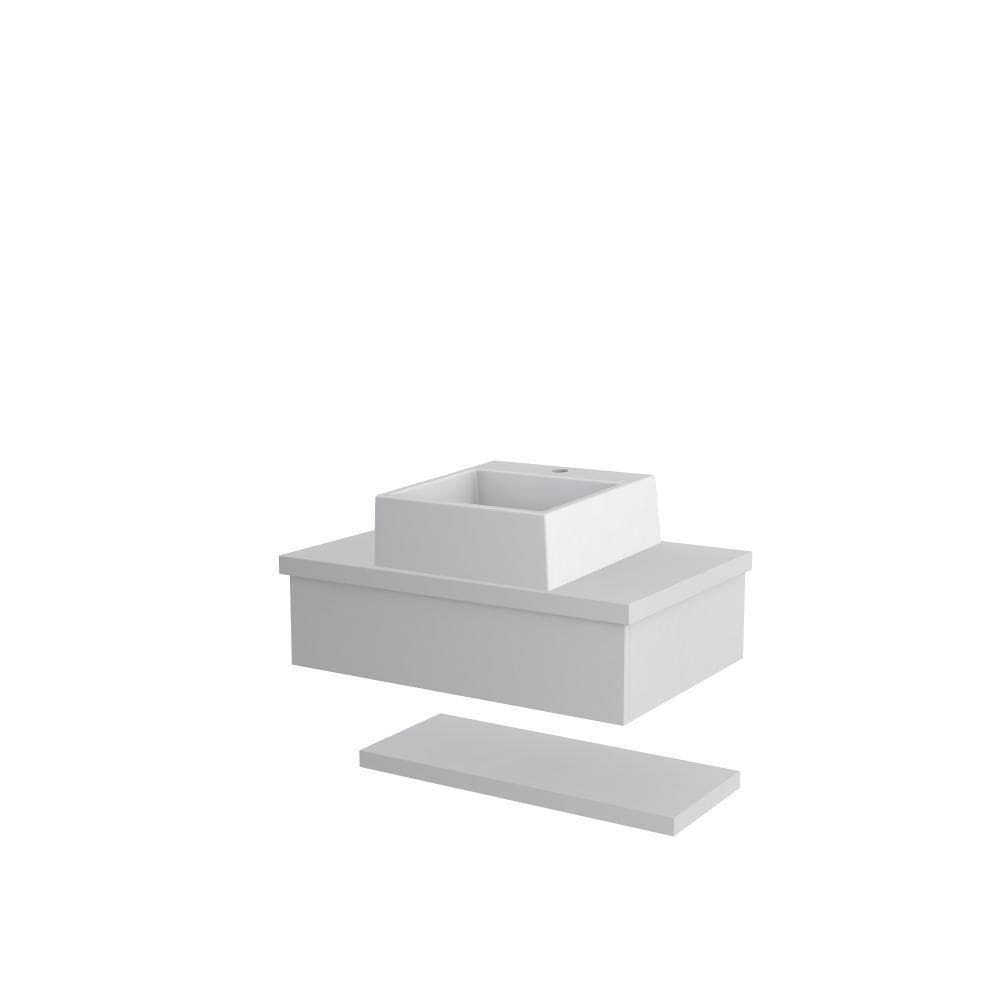 Conjunto Bancada C-cuba Q355 E Prateleira Metrópole 605 Perffect Acetinado Branco Chess