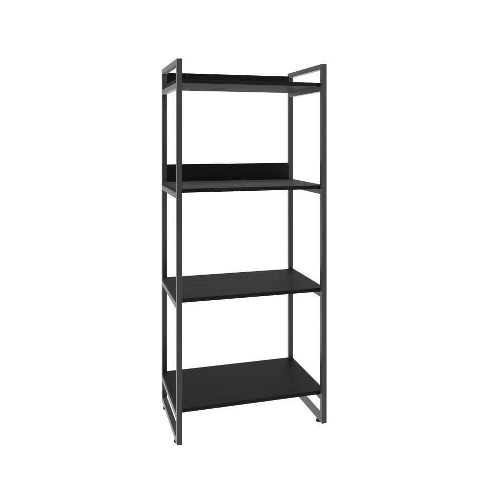 Estante Kuadra 60x40x146cm C/04 Prateleiras Preto ônix / Preto ônix /