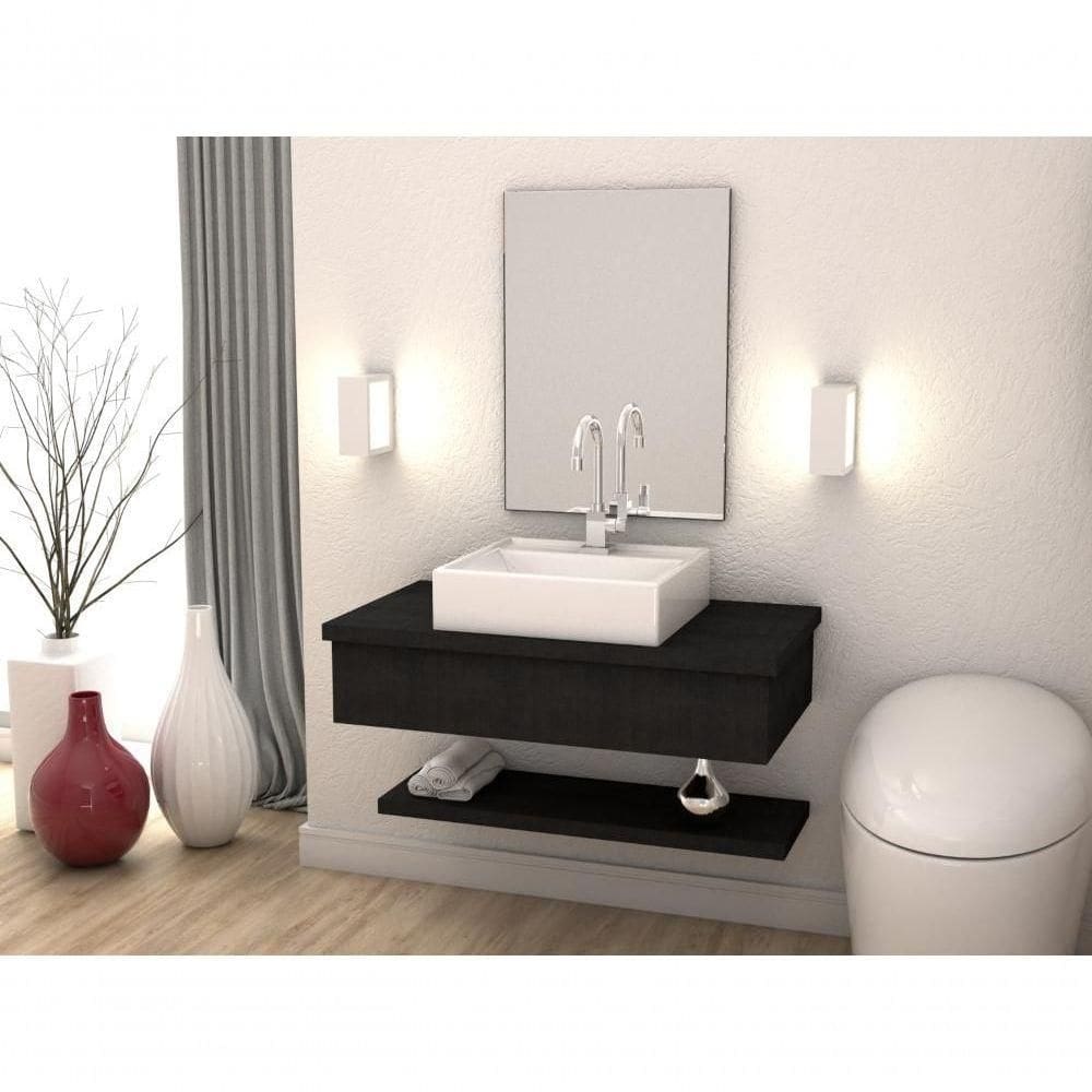 Conjunto Bancada C-cuba Q39 E Prateleira Metrópole 805 Nogal Preto ônix