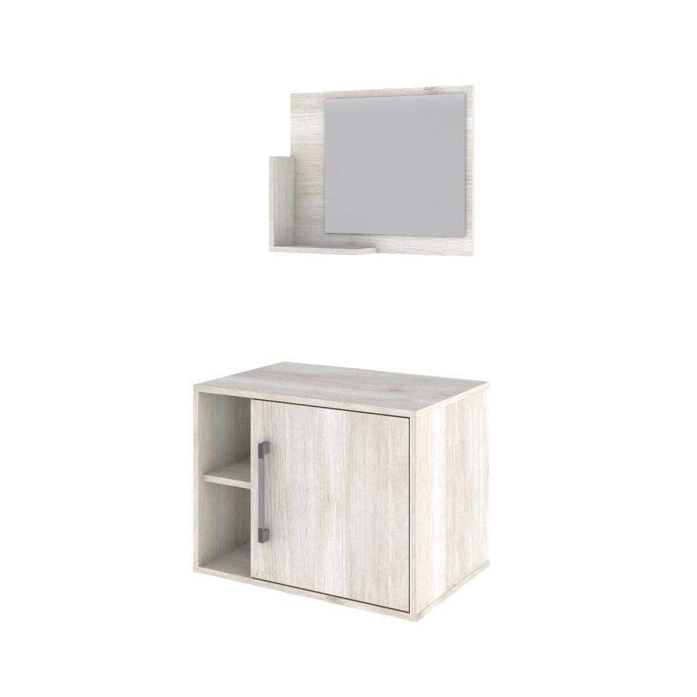 Conjunto Balcão E Espelheira Soft 600 Perffect Acetinado Snow
