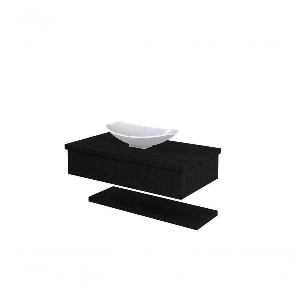 Conjunto Bancada C-cuba L45 E Prateleira Metrópole 805 Nogal Preto ônix