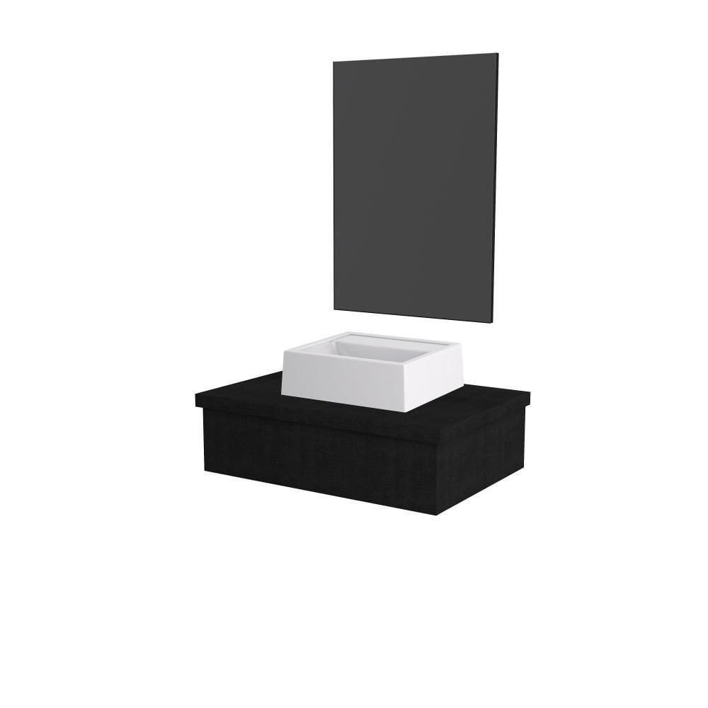 Conjunto Bancada C-cuba Q32 E Espelheira Metrópole 601 Nogal Preto ônix
