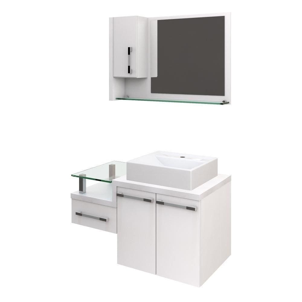 Conjunto Balcão C-cuba Q39 E Espelheira Legno 830 Perffect Acetinado Branco Chess C-branco Chess