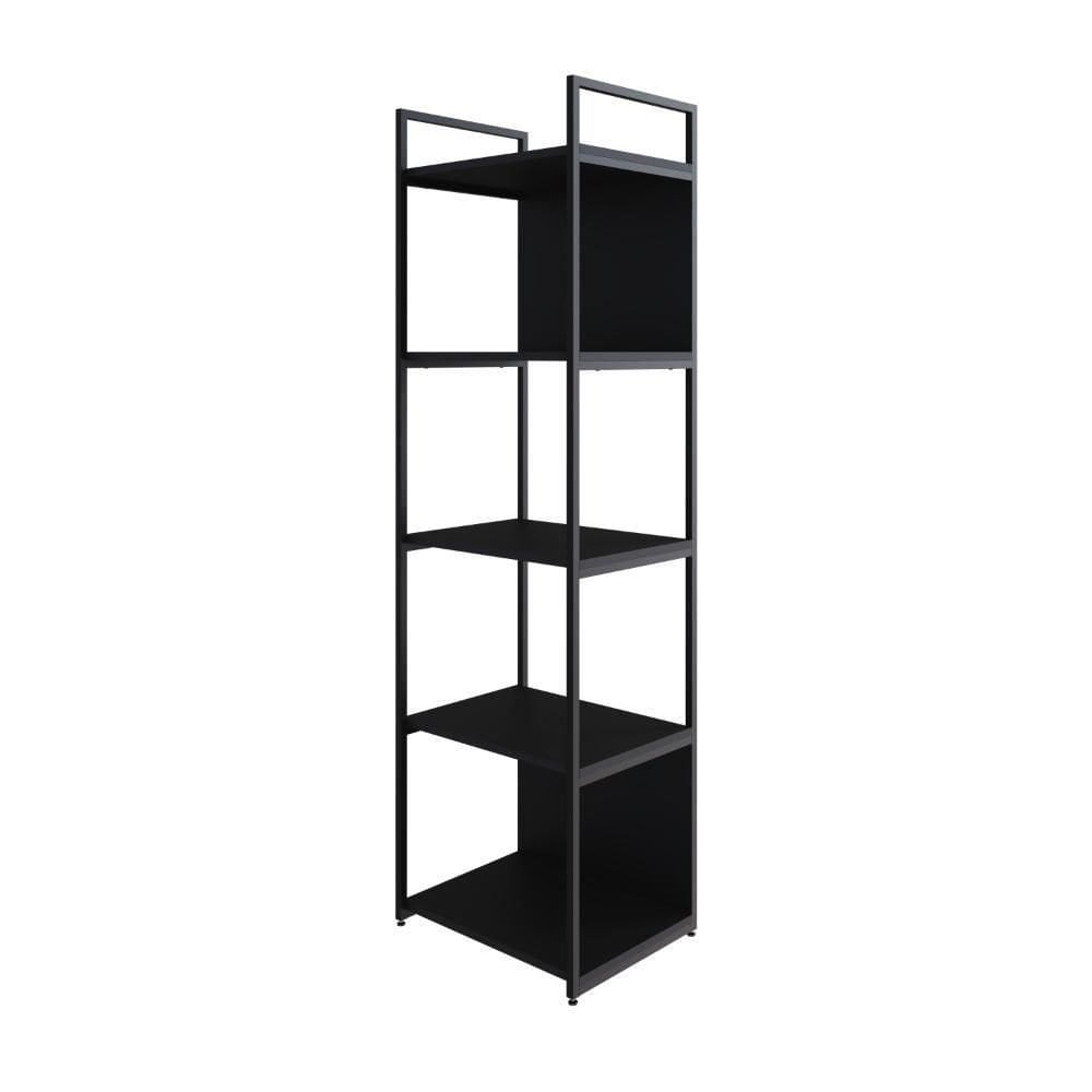 Estante C/05 Prateleiras 152x45x33cm C/fundo Yon Preto Tx/ Preto Tx/
