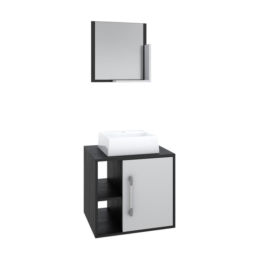 Conjunto Balcão C-cuba Q32 E Espelheira Soft 500 Preto ônix Preto ônix C-branco Chess