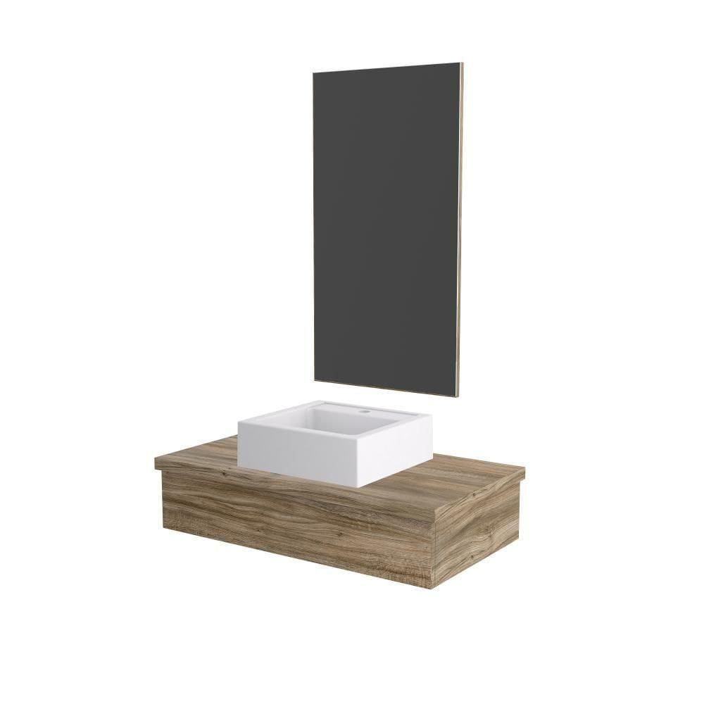 Conjunto Bancada C-cuba Q39 E Espelheira Metrópole 801 Branco Chess Carvalho
