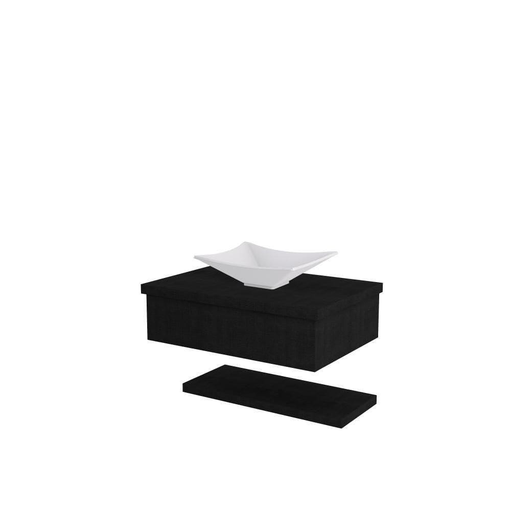 Conjunto Bancada C-cuba L30 E Prateleira Metrópole 605 Nogal Preto ônix
