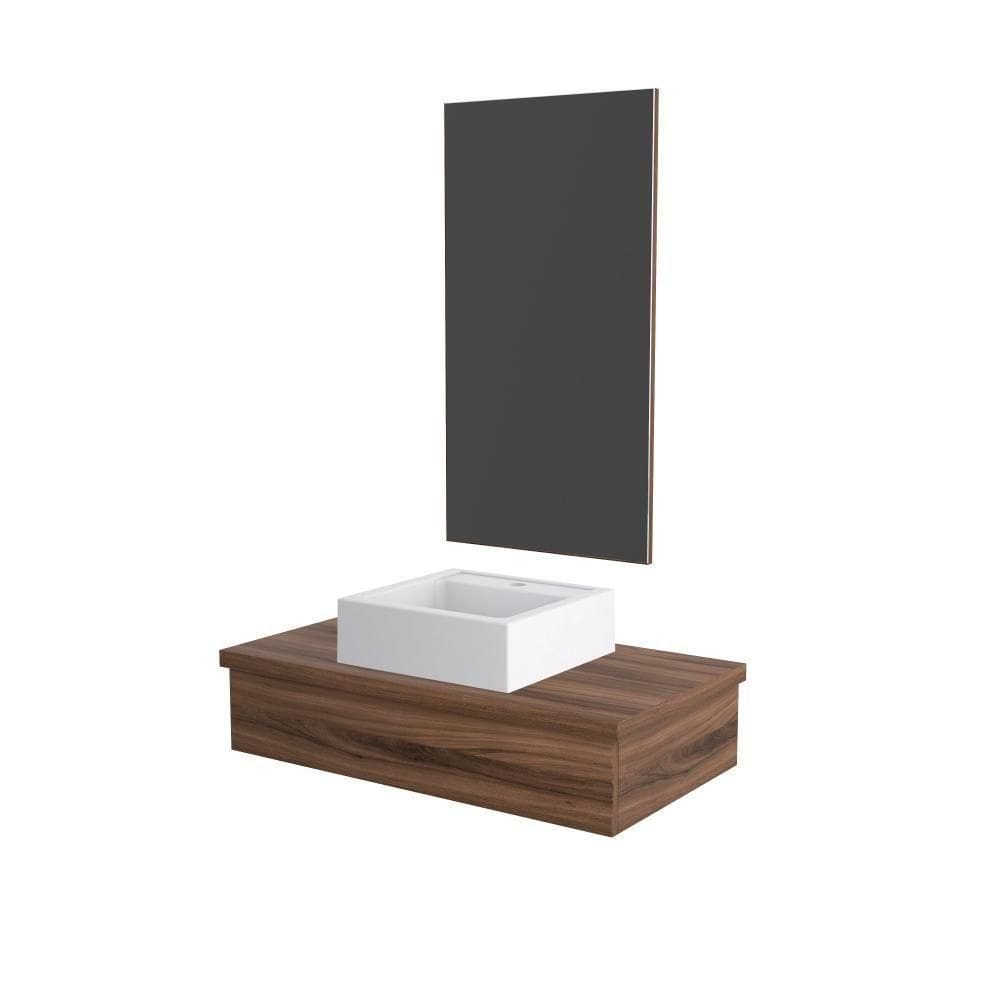 Conjunto Bancada C-cuba Q39 E Espelheira Metrópole 801 Carvalho Dark Nogal