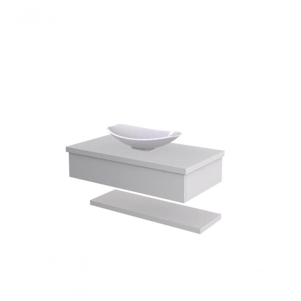 Conjunto Bancada C-cuba L45 E Prateleira Metrópole 805 Perffect Acetinado Branco Chess