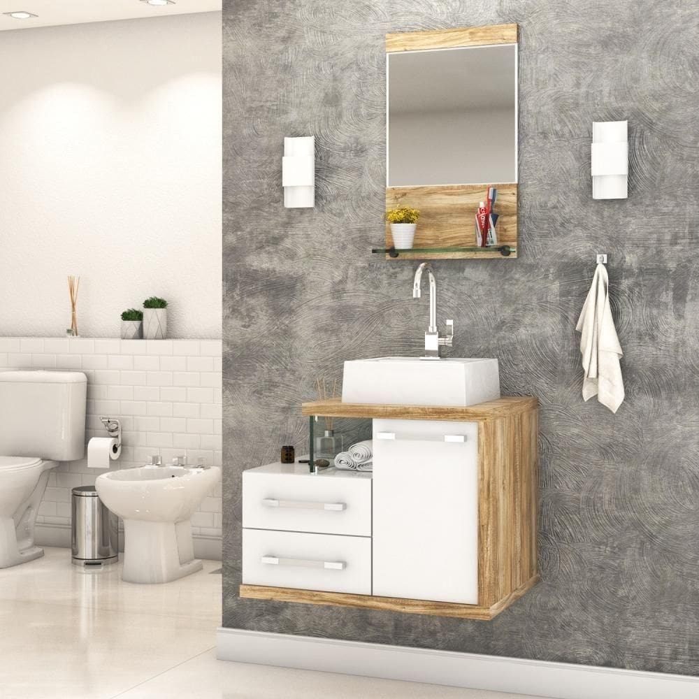 Conjunto Balcão C-cuba Q32 E Espelheira Legno 651 Branco Chess C-branco Chess Branco Chess C-carvalho