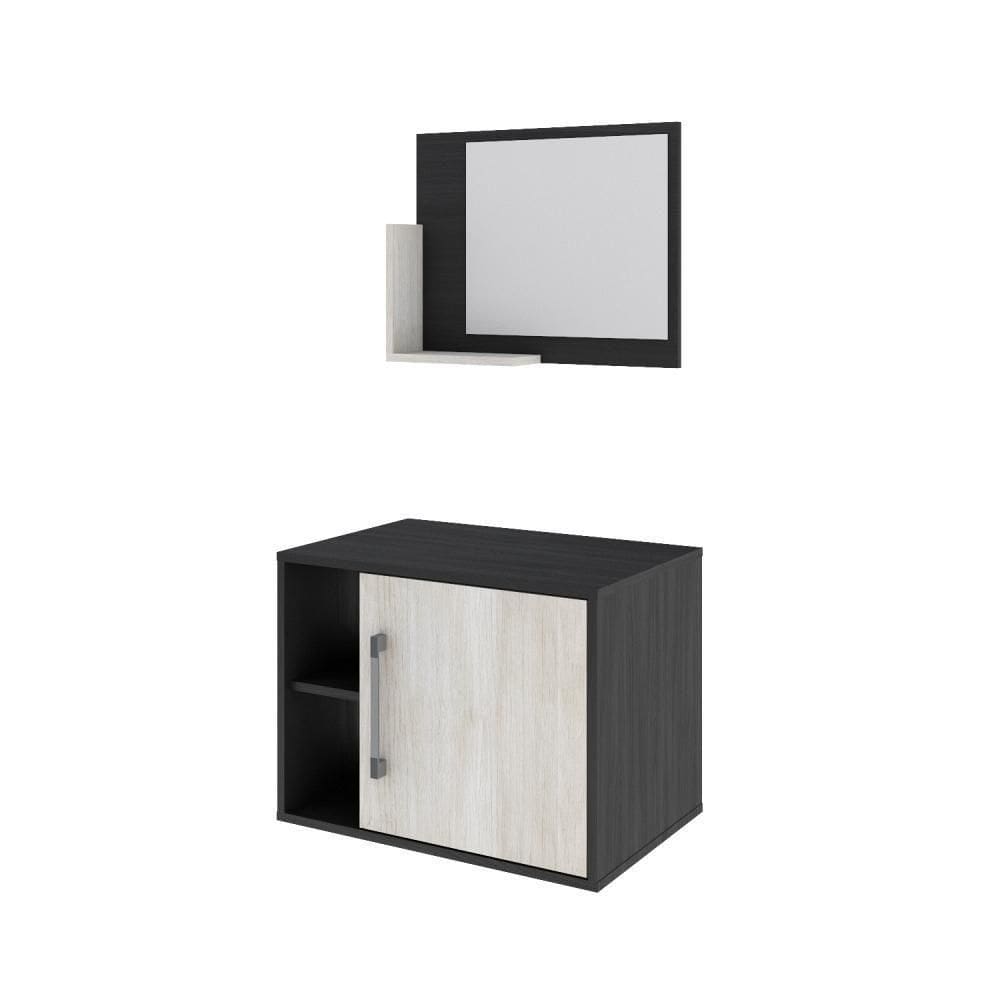 Conjunto Balcão E Espelheira Soft 600 Perffect Acetinado Preto ônix C-snow