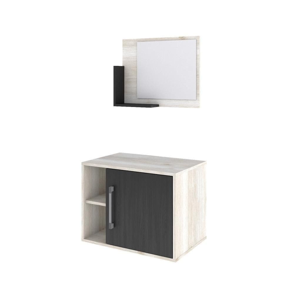 Conjunto Balcão E Espelheira Soft 600 Perffect Acetinado Snow C-preto ônix