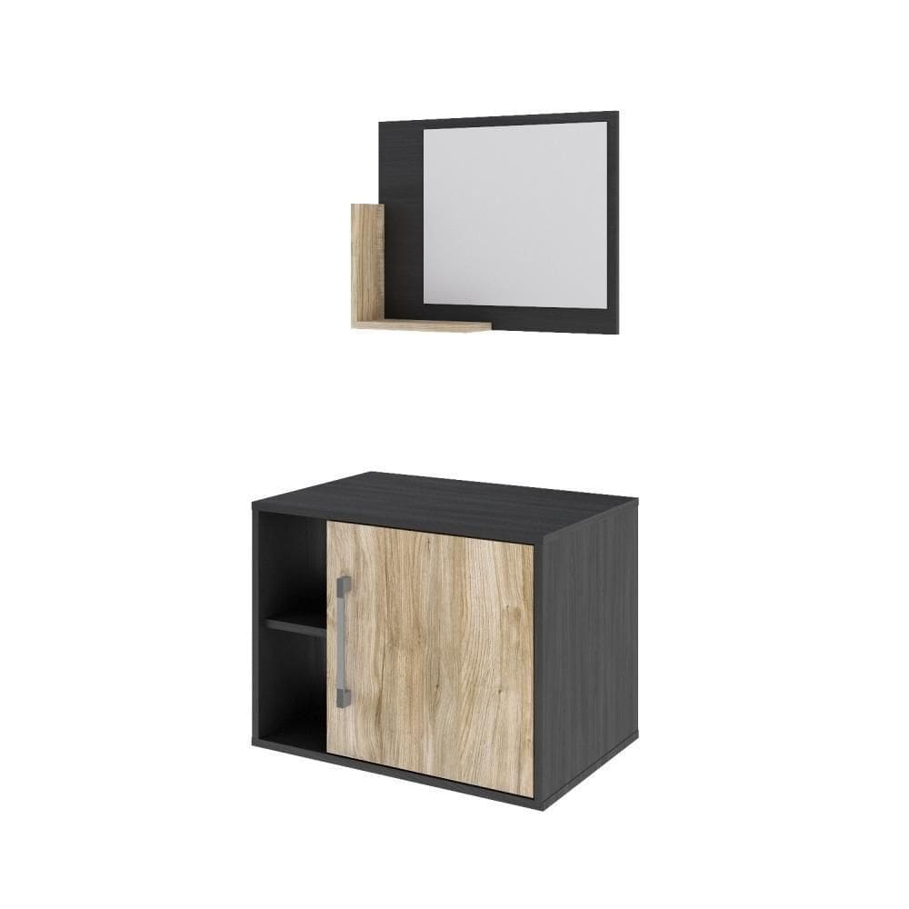 Conjunto Balcão E Espelheira Soft 600 Perffect Acetinado Preto ônix C-carvalho